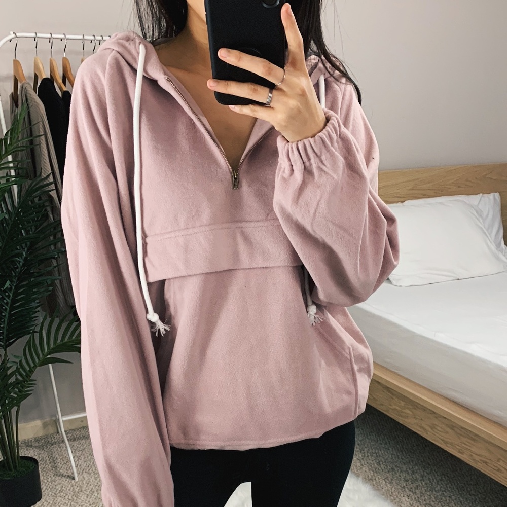 🆕 Miranda - Pink Quarter Zip Hoodie - Picture 5 of 5